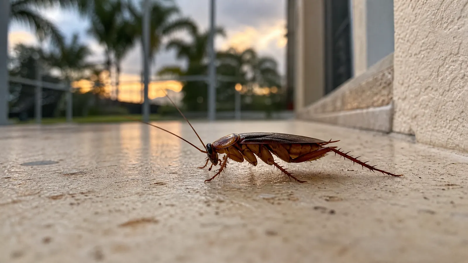 The 5 Types of Cockroaches in South Florida (and Which One You Have) editorial photograph in a South Florida home or yard