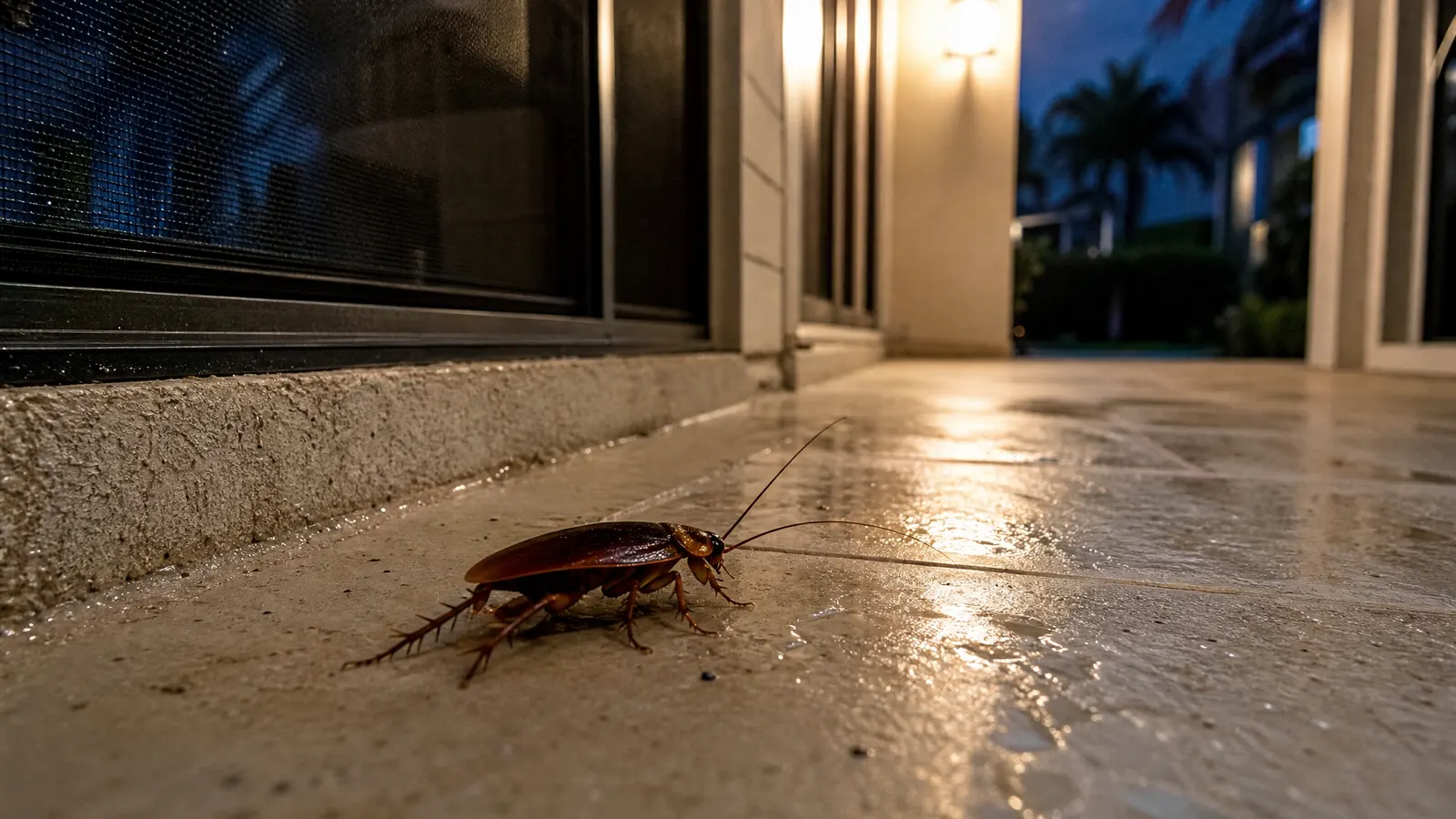 Water Bug vs Cockroach: How to Tell the Difference editorial photograph in a South Florida home or yard
